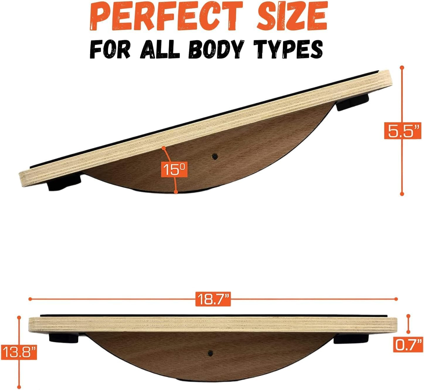 Professional Rocker Balance Board for Leg Workout | 17.5” Rocker Board, Rocker Wooden Balance Board for Balance & Exercises